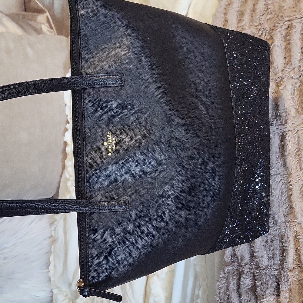 Chic♠️ Kate Spade New York Black Glitter GRETA Tote Bag & Wallet Set - Picture 8 of 12